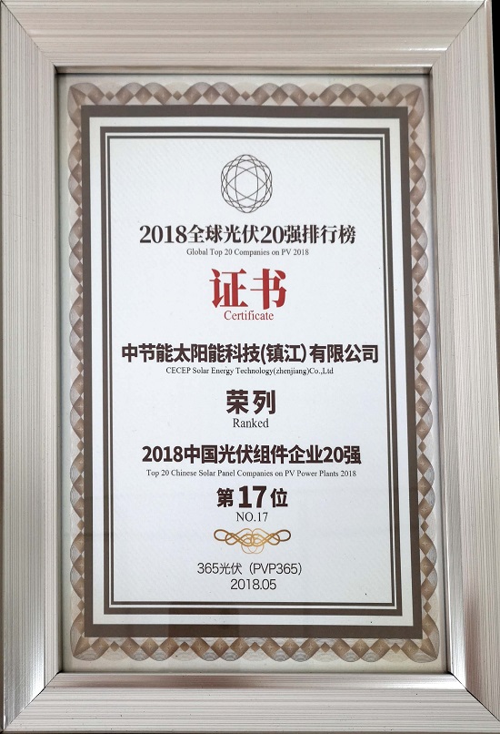 2018年中國光伏組件企業(yè)20強(qiáng)-第17位
